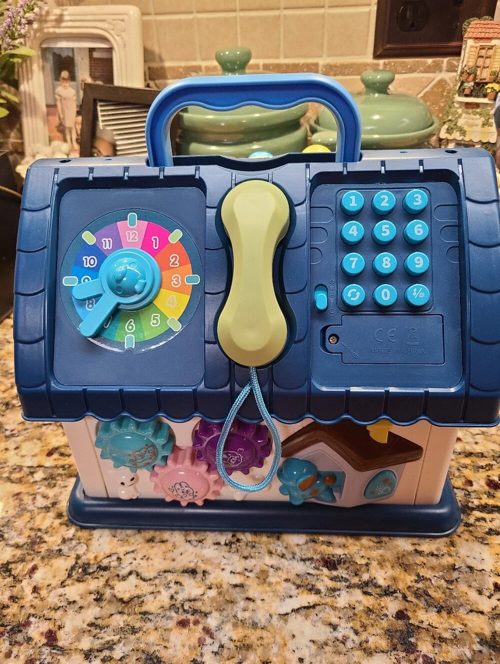 Interactive Kids Toy House Playset with Blue and Yellow Steering Wheel